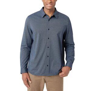 DKNY Men's Size Large Long Sleeve Knit Button Up Blue Sport Shirt NWT
